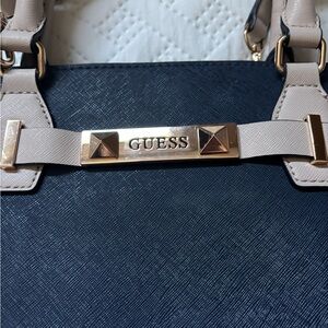 Guess Navy and Beige Shoulder Bag